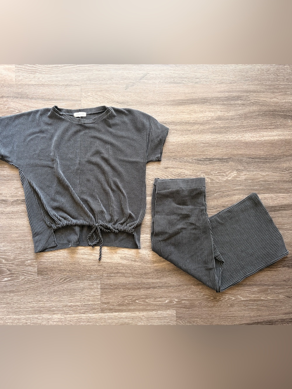 Espresso Ribbed Striped Top - Charcoal & Light Gray